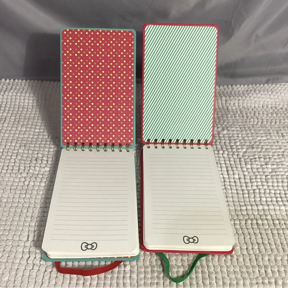 Hello Kitty Lot of 2 Spiral Top Notebooks 192pg Hardcover Christmas NEW Giftable